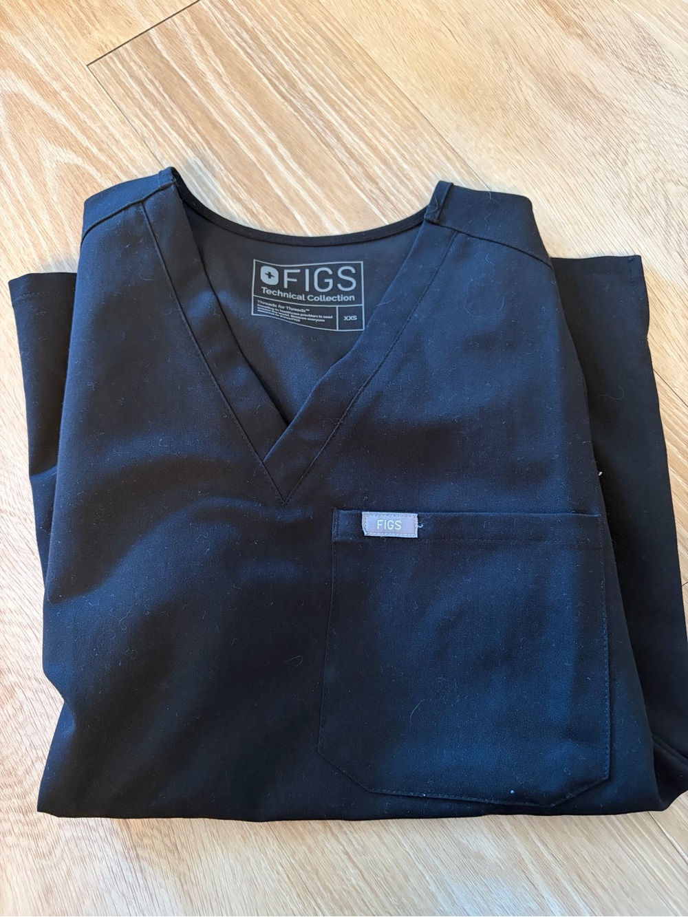 FIGS Black V-Neck Medical Scrub Top